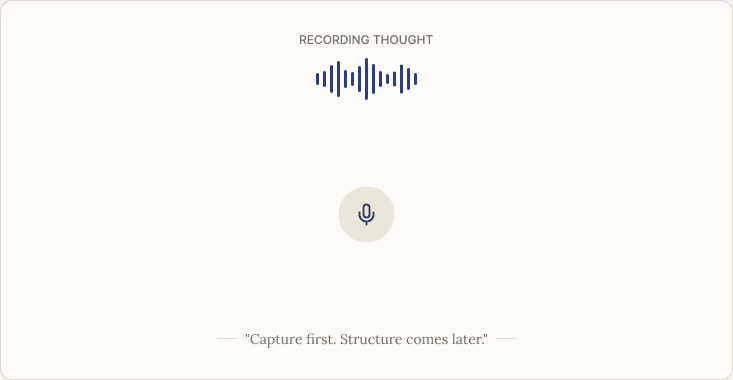 Recording Thought. "Capture first. Structure comes later."