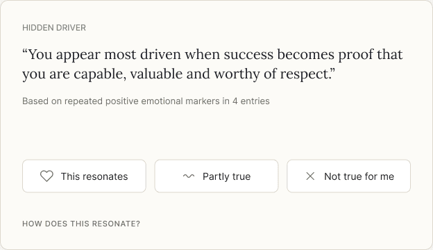 A Hidden Driver reflection with evidence and three response choices.